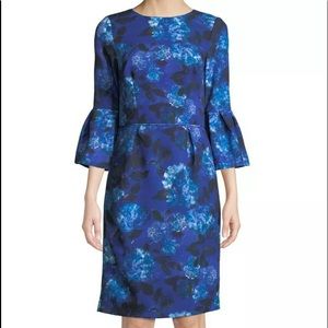 🆕 David Meister hydrangea floral print dress in blue multi size 14 💙